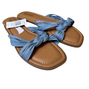 NWT Kensie Raine Knotted Slide Sandal in Denim Blue Size 9
